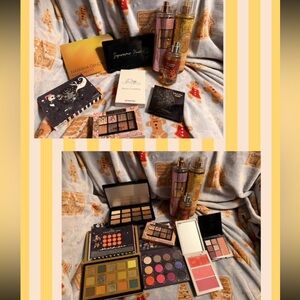 Assorted Women Makeup Palette & Body Mist Set - Pink, Gold, Black